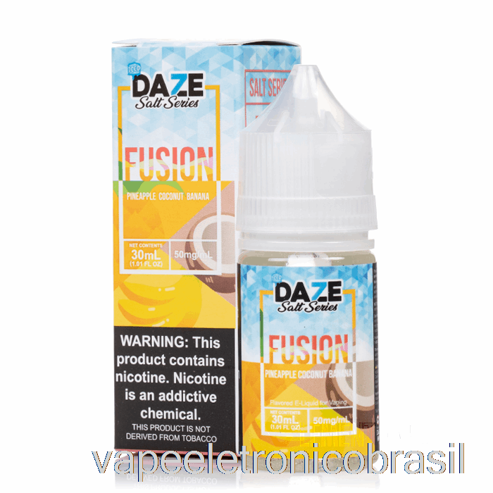 Vape Recarregável Abacaxi Coco Banana - 7 Daze Fusion Salt - 30ml 50mg